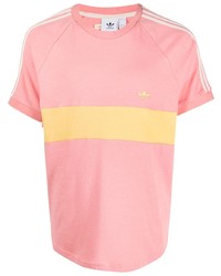 Мужская розовая футболка с круглым вырезом в горизонтальную полоску от Wales Bonner
