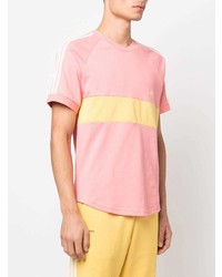 Мужская розовая футболка с круглым вырезом в горизонтальную полоску от adidas
