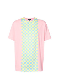 Мужская розовая футболка с круглым вырезом в клетку от Comme Des Garcons Homme Plus