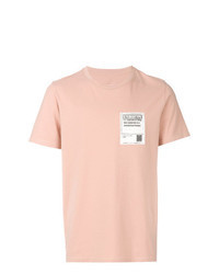 Розовая футболка с круглым вырезом с вышивкой