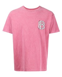 Мужская розовая футболка с круглым вырезом с вышивкой от Blood Brother