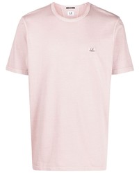 Мужская розовая футболка с круглым вырезом с вышивкой от C.P. Company