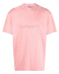 Мужская розовая футболка с круглым вырезом с вышивкой от Carhartt WIP