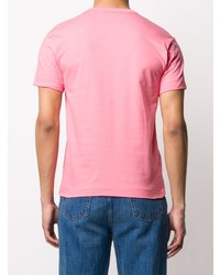 Мужская розовая футболка с круглым вырезом с вышивкой от Comme Des Garcons Play