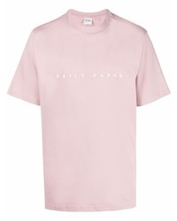 Мужская розовая футболка с круглым вырезом с вышивкой от Daily Paper