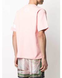 Мужская розовая футболка с круглым вырезом с вышивкой от Gcds