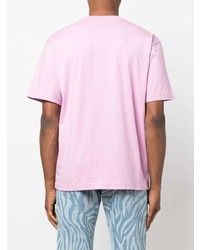 Мужская розовая футболка с круглым вырезом с вышивкой от Sunnei