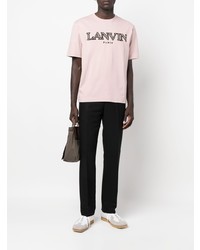 Мужская розовая футболка с круглым вырезом с вышивкой от Lanvin