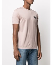 Мужская розовая футболка с круглым вырезом с вышивкой от Emporio Armani