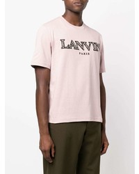 Мужская розовая футболка с круглым вырезом с вышивкой от Lanvin