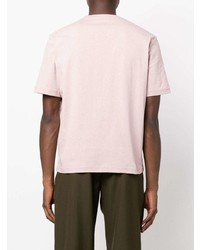 Мужская розовая футболка с круглым вырезом с вышивкой от Lanvin