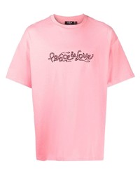 Мужская розовая футболка с круглым вырезом с вышивкой от FIVE CM
