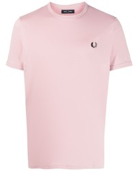 Мужская розовая футболка с круглым вырезом с вышивкой от Fred Perry