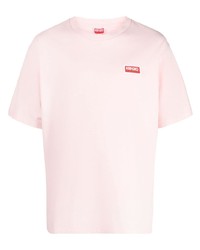 Мужская розовая футболка с круглым вырезом с вышивкой от Kenzo