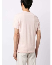 Мужская розовая футболка с круглым вырезом с вышивкой от BOSS