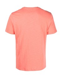 Мужская розовая футболка с круглым вырезом с вышивкой от Peuterey