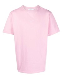 Мужская розовая футболка с круглым вырезом с вышивкой от MAISON KITSUNÉ