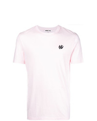 Мужская розовая футболка с круглым вырезом с вышивкой от McQ Alexander McQueen