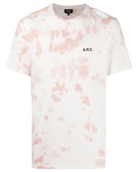 Мужская розовая футболка с круглым вырезом с принтом тай-дай от A.P.C.