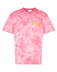 Мужская розовая футболка с круглым вырезом с принтом тай-дай от Aries