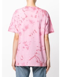Женская розовая футболка с круглым вырезом с принтом тай-дай от Gucci