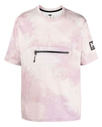 Мужская розовая футболка с круглым вырезом с принтом тай-дай от Helly Hansen