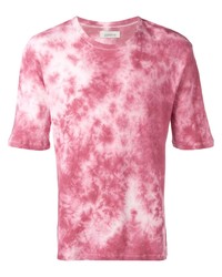 Мужская розовая футболка с круглым вырезом с принтом тай-дай от Laneus
