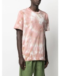 Мужская розовая футболка с круглым вырезом с принтом тай-дай от Paura