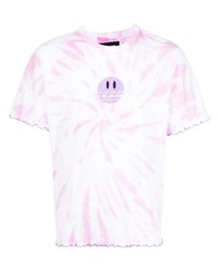 Мужская розовая футболка с круглым вырезом с принтом тай-дай от Palmer//Harding