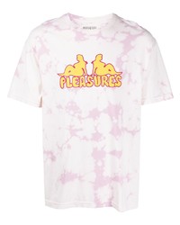 Мужская розовая футболка с круглым вырезом с принтом тай-дай от Pleasures