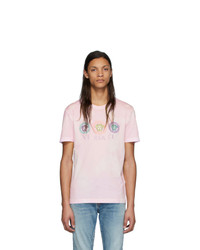 Мужская розовая футболка с круглым вырезом с принтом тай-дай от Versace