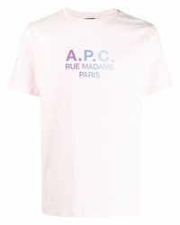Мужская розовая футболка с круглым вырезом с принтом от A.P.C.