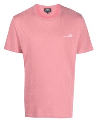 Мужская розовая футболка с круглым вырезом с принтом от A.P.C.