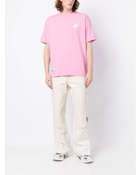 Мужская розовая футболка с круглым вырезом с принтом от AAPE BY A BATHING APE