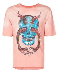 Мужская розовая футболка с круглым вырезом с принтом от Alchemist