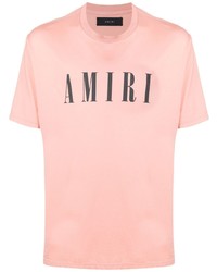 Мужская розовая футболка с круглым вырезом с принтом от Amiri