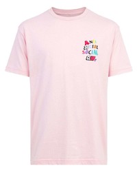 Мужская розовая футболка с круглым вырезом с принтом от Anti Social Social Club