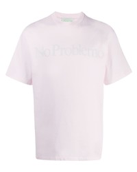 Мужская розовая футболка с круглым вырезом с принтом от Aries