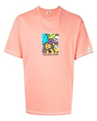 Мужская розовая футболка с круглым вырезом с принтом от *BABY MILO® STORE BY *A BATHING APE®