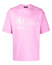 Мужская розовая футболка с круглым вырезом с принтом от Balenciaga