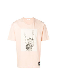 Мужская розовая футболка с круглым вырезом с принтом от Bally