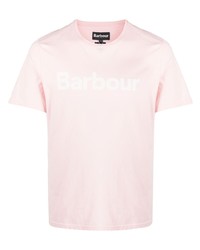 Мужская розовая футболка с круглым вырезом с принтом от Barbour