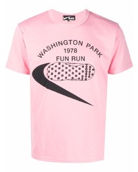Мужская розовая футболка с круглым вырезом с принтом от Black Comme Des Garçons