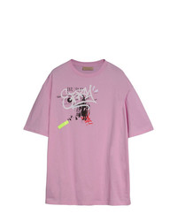 Мужская розовая футболка с круглым вырезом с принтом от Burberry
