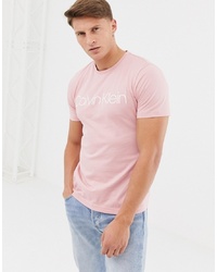 Мужская розовая футболка с круглым вырезом с принтом от Calvin Klein