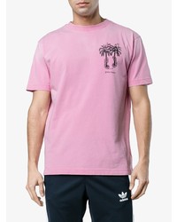 Мужская розовая футболка с круглым вырезом с принтом от Palm Angels