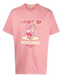 Мужская розовая футболка с круглым вырезом с принтом от Carhartt WIP