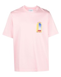 Мужская розовая футболка с круглым вырезом с принтом от Casablanca
