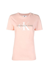 Женская розовая футболка с круглым вырезом с принтом от Ck Jeans