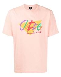 Мужская розовая футболка с круглым вырезом с принтом от Clot